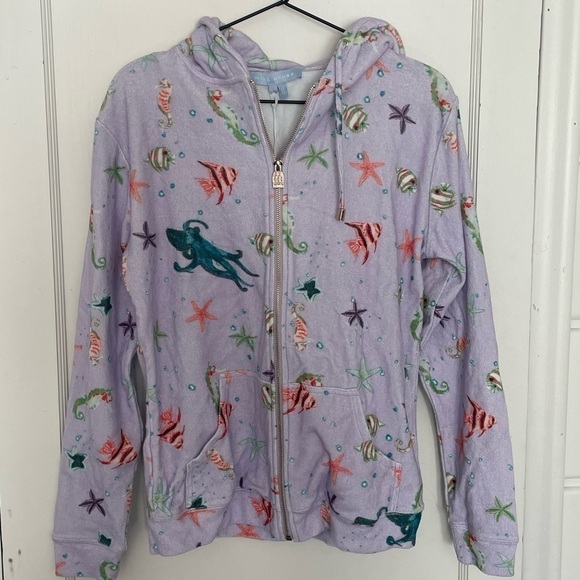 New! Hill House The Allie Zip-Up - Sea Creatures Terry Cloth - Picture 2 of 6